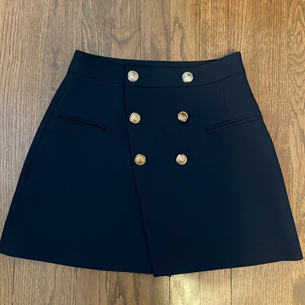 Zara navy nautical mini skirt